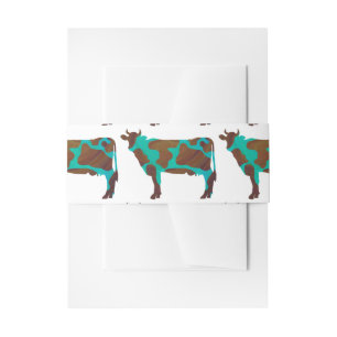 Bandeau De Faire-part Vache Silhouette Brown et Turquoise