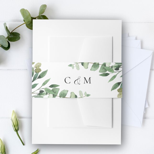 Bandeau De Faire-part Ventre de Faire-part de mariage Eucalyptus rustiqu (Rustic Eucalyptus Foliage Wedding Invitation Belly Invitation Belly Band)