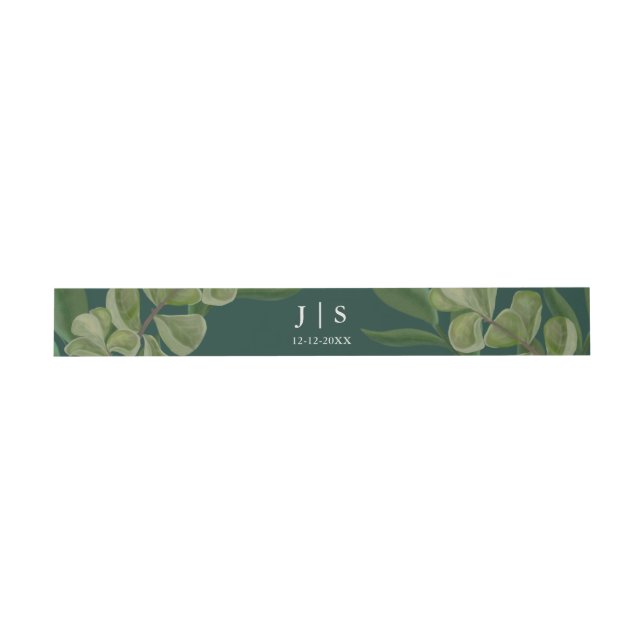 Bandeau De Faire-part Vert émeraude Élégante végétation rustique feuille (Plat)