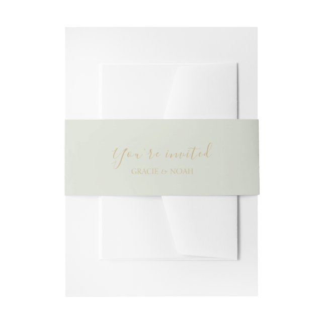 Bandeau De Faire-part Vert menthe | Deux Mariage monogramme (Devant example)