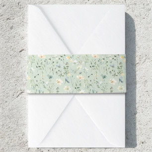 Bandeau De Faire-part Vert sauge Boho aquarelle fleur sauvage