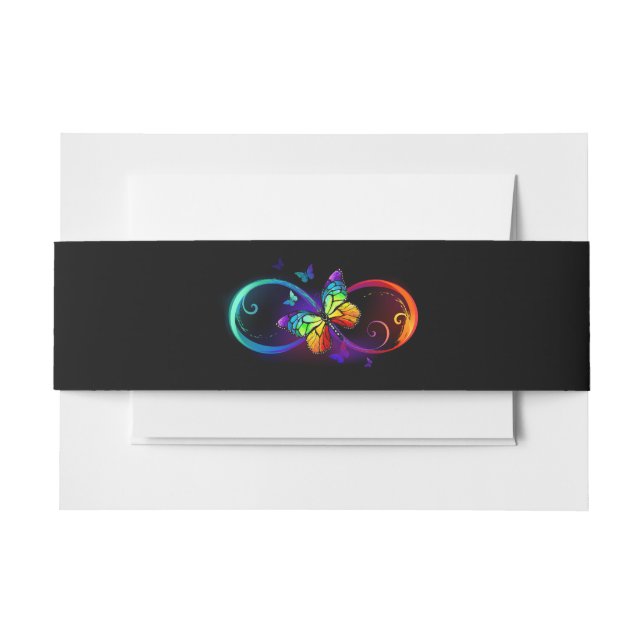 Bandeau De Faire-part Vibrant infinity with rainbow butterfly on black (Devant Example)