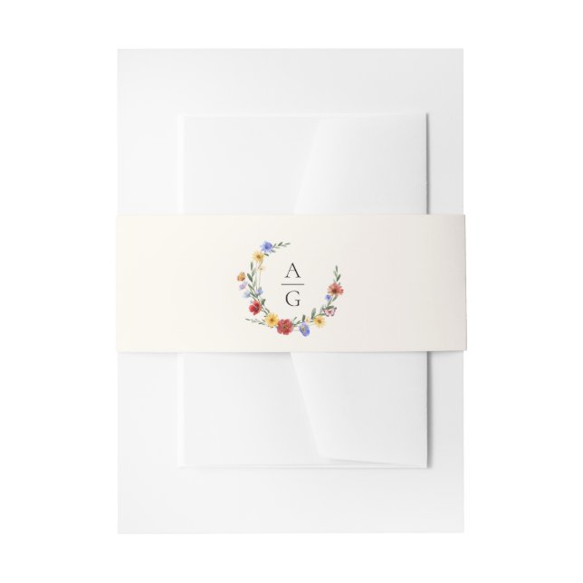 Bandeau De Faire-part Vibrant Wildflowers Monogram Wedding (Devant example)
