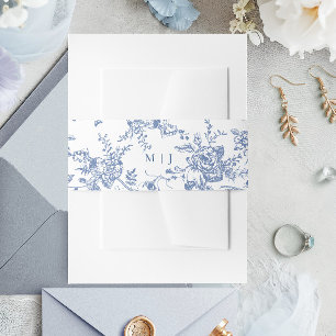 Bandeau De Faire-part Victorien Dusty Bleu Français Jardin Fleurs Mariag