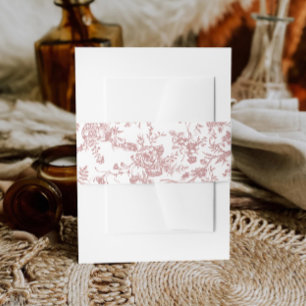 Bandeau De Faire-part Victorien Dusty Rose Français Fleurs de Jardin Mar