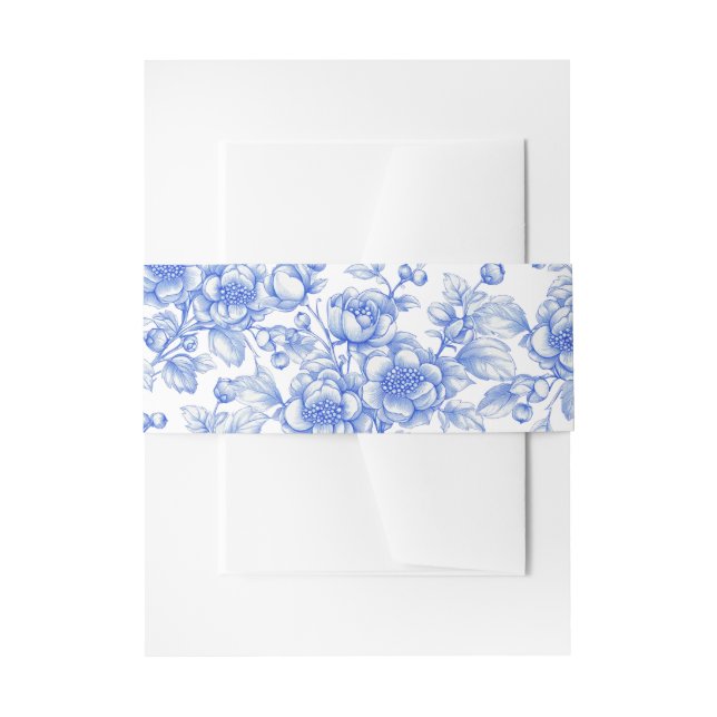 Bandeau De Faire-part Vintage Blue Floral Chinoiserie Mariage (Devant example)