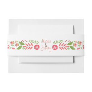 Bandeau De Faire-part Vintage corail pêche frontière florale mariage mod