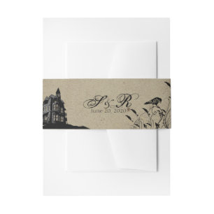 Bandeau De Faire-part Vintage Gothique House Mariage Belly Band