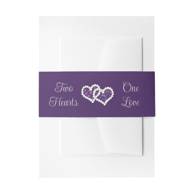 Bandeau De Faire-part Violet, Gris Deux Coeurs, Un Amour (Devant example)