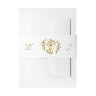 Bandeau De Faire-part Virgin Mary Monogrammed Invitation Belly Band