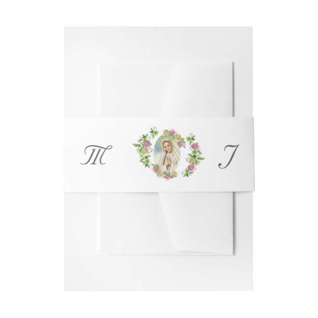 Bandeau De Faire-part Virgin Mary Monogrammed Invitation Belly Band (Devant example)