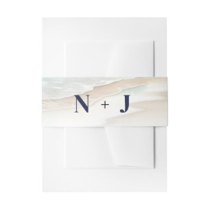 Bandeau De Faire-part Watercolor Beach Waves Rustic Coastal Mariage