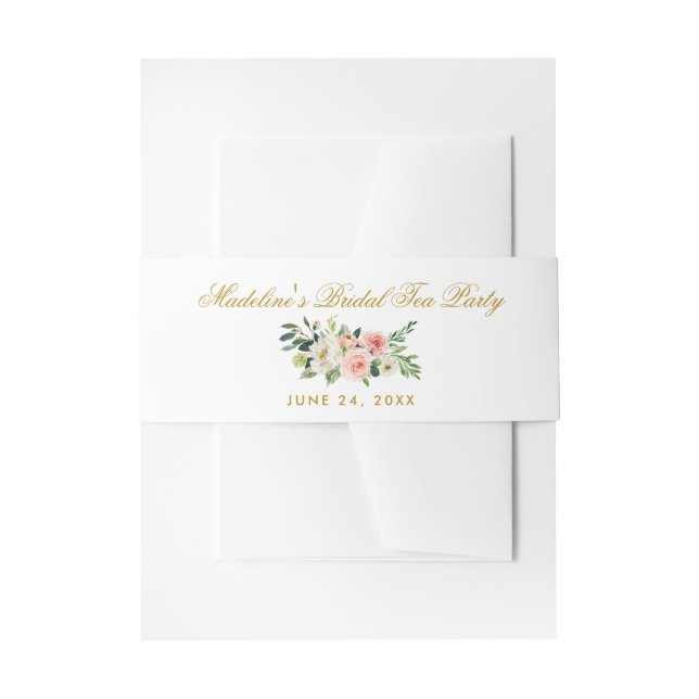 Bandeau De Faire-part Watercolor Floral Rose Gold Bride Tea Party (Devant example)