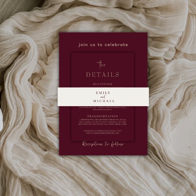 Bandeau De Faire-part Wedding Invitation Belly Bands Elegant Personalize (Créateur téléchargé)