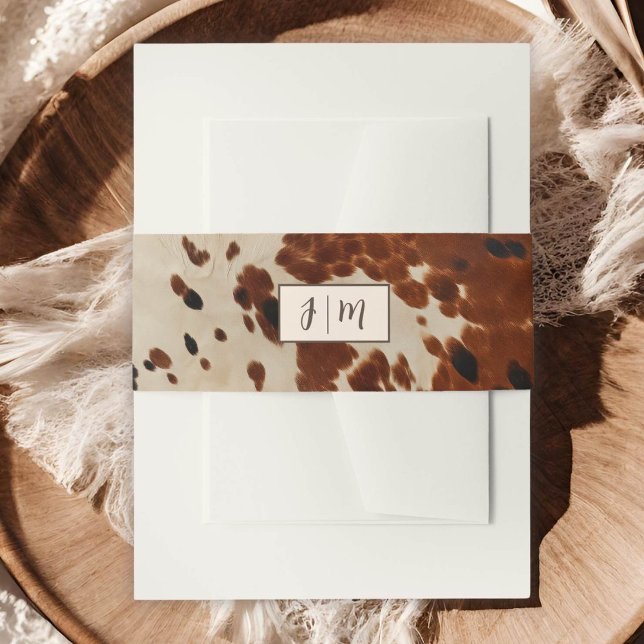 Bandeau De Faire-part Western Mariage Cowhide Belly Band (Créateur téléchargé)