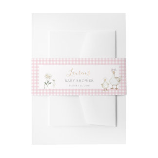 Bandeau De Faire-part Whimsical Silly Goose rose En vichy Baby shower