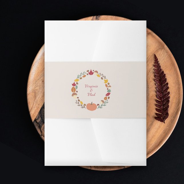 Bandeau De Faire-part Wreath & Mariage de automne Invitation Bande Belly (Wreath & Fall Wedding Invitation Belly Band)
