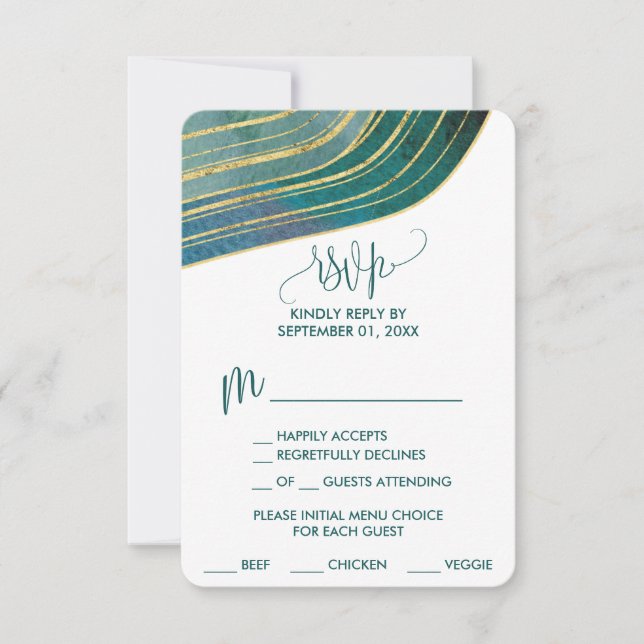 Banded Gemstone | Emerald Menu Choice RSVP Card (Vorderseite)