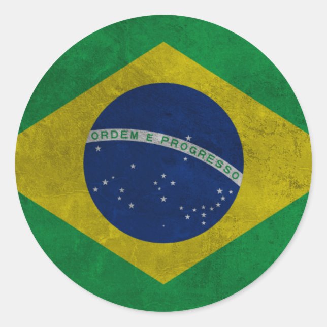 Bandeira Grunge Runder Aufkleber (Vorderseite)
