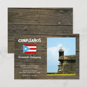 Bandera Celeste Puerto Rico Cumpleanos Invitacion Einladung