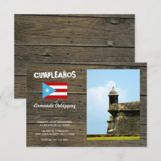 Bandera Celeste Puerto Rico Cumpleanos Invitacion Einladung