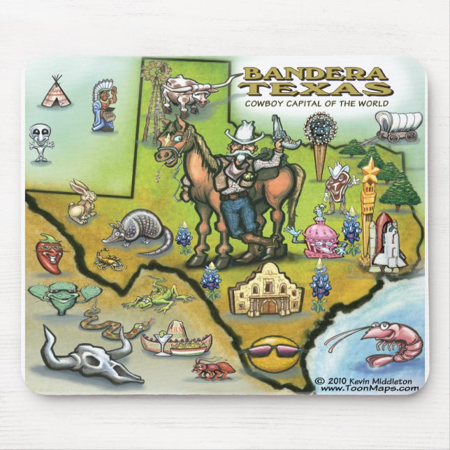Bandera TEXAS Karte Mousepad (Vorne)