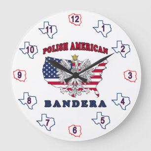 Bandera Texas Polnischer Amerikaner Große Wanduhr
