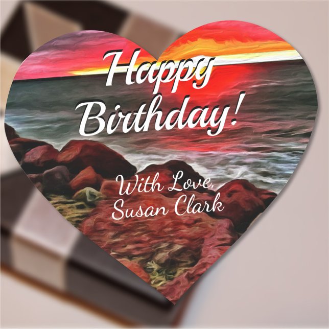 Banderas Happy Birthday Rocky Sunset 914 Herz-Aufkleber (Von Creator hochgeladen)