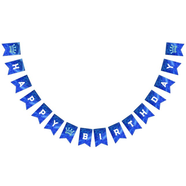 Banderole à rayures bleu couronne Anniversaire (Tout)