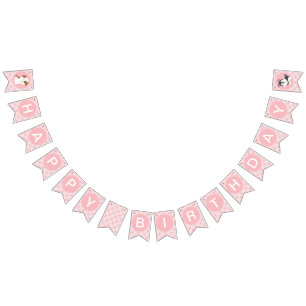 Banderole de fête d'anniversaire Puppy Pawty rose