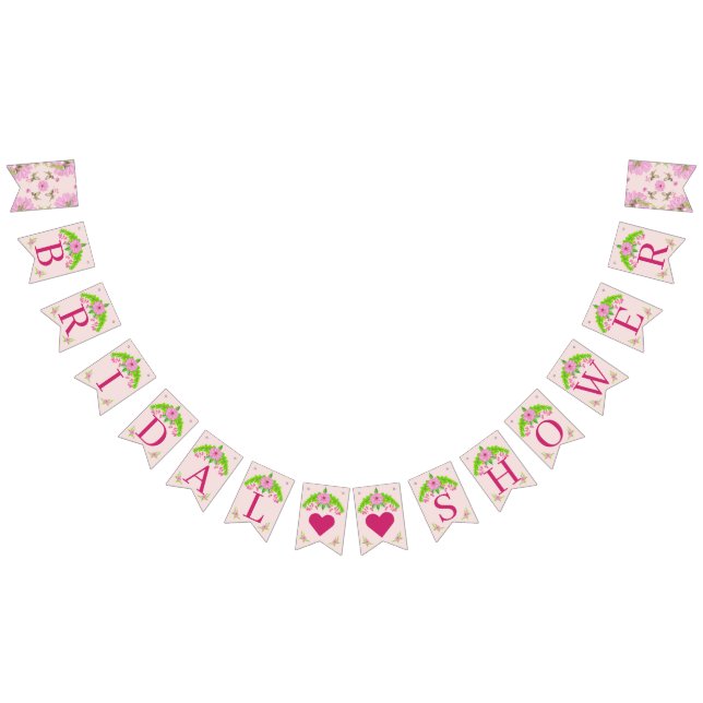 Banderole de fleurs nostalgiques rose et vert (Tout)