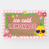 Banderole de stand de limonade à motif gingham ros