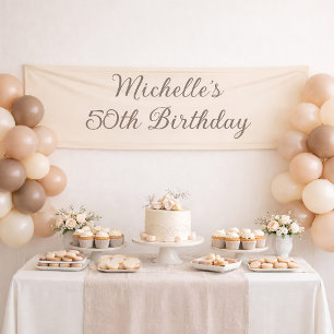 Banderole élégante beige pour 50e anniversaire ave