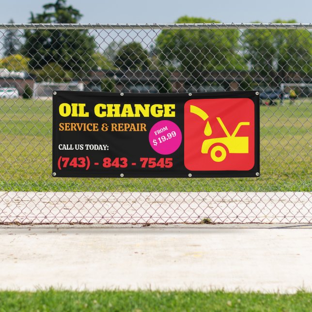 Banderole personnalisée pour changement d'huile (En situation)