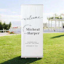 Chic Mariage de calligraphie Bienvenue Banne rétra
