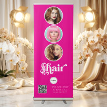 Logo de collage photo QR du salon de coiffure rose