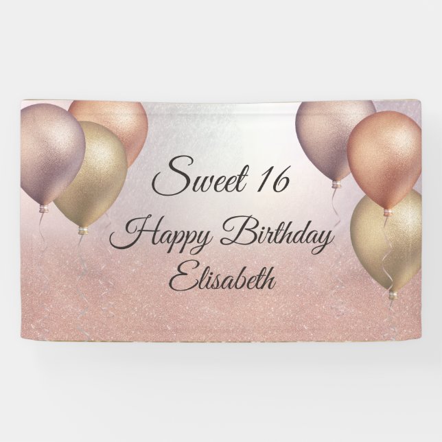 Banderole rose or parties scintillant douce 16 ban (Horizontal)