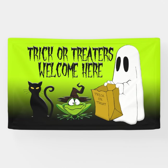 Banderole verte d'Halloween Bienvenue (Horizontal)