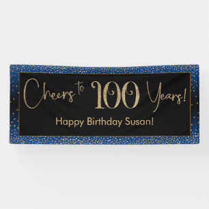 Banderoles 100 ans d'anniversaire, noir d'or bleu