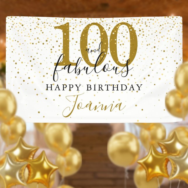 Banderoles 100 et fabuleux anniversaire Elegant Gold et Black (100 and Fabulous Birthday Elegant Gold and Black Banner)