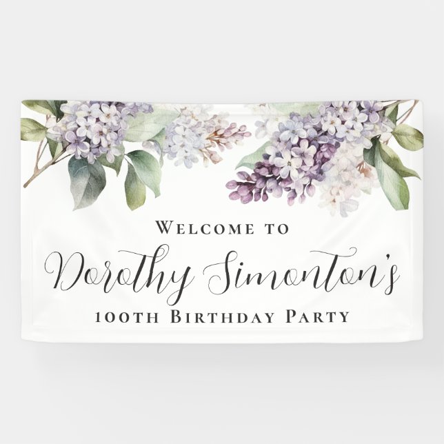 Banderoles 100e anniversaire Purple Lilac Spring Flower Welco (Horizontal)