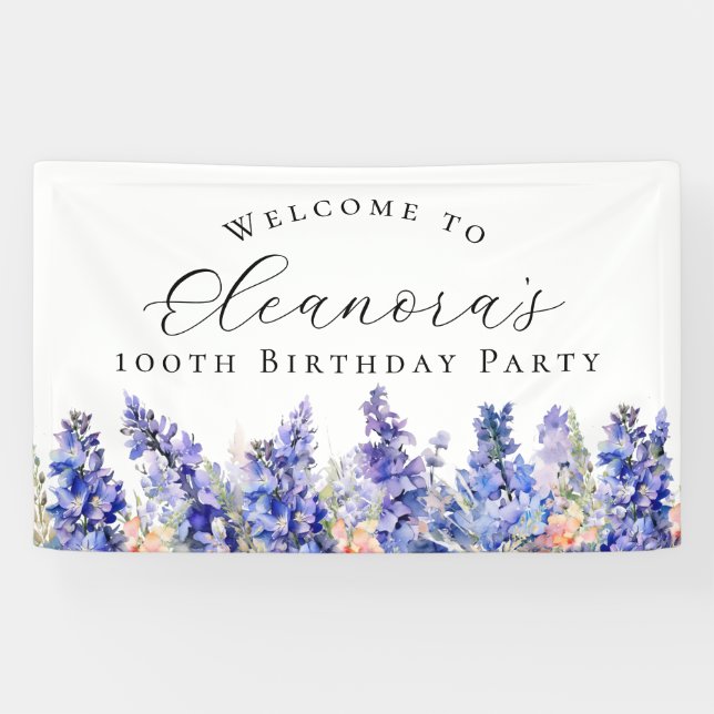 Banderoles 100e fête d'anniversaire Juillet Fleur de naissanc (Horizontal)