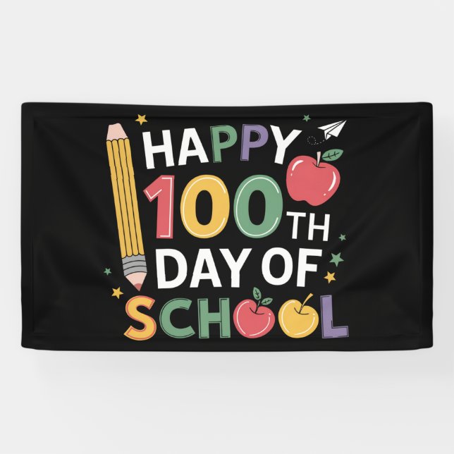 Banderoles 100e Jour d'école enseignants heureux 100 jours (Horizontal)