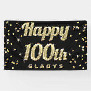 Banderoles 100th noir heureux de confettis de typographie de
