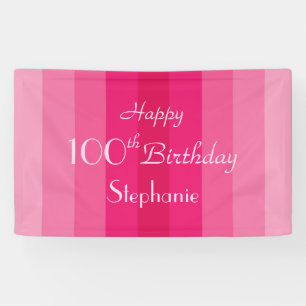 Banderoles 100th rayures personnalisées de rose de signe