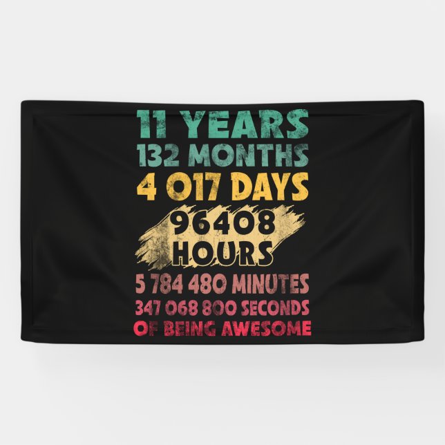 Banderoles 11e anniversaire 11 ans d'être génial (Horizontal)