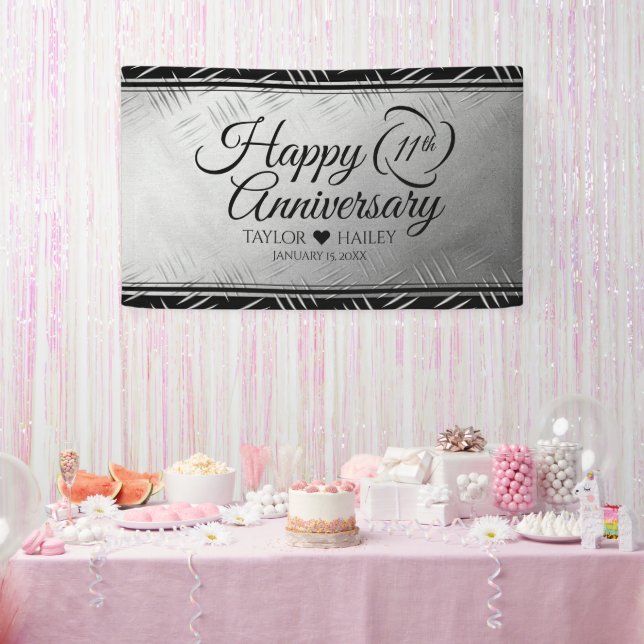 Banderoles 11ème anniversaire de Mariage en acier (Fête)