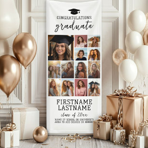 Banderoles 13 Photo Collage Graduation Moderne Minimal Blanc