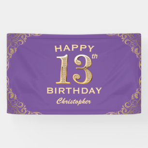 Banderoles 13e anniversaire de la fête violet et Parties scin