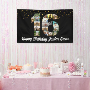 Banderoles 16e anniversaire Photo Collage heureux anniversair